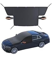 lootaan All Weather Windshield Cover with Magnetic Edges, 4-Layer Thick Waterproof Sunshade Snow ...
