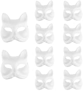 Sealhuan 10PCS Therian Masks White DIY Fox Mask to Paint Animal Dress Up Masks Half for Masquerad...