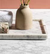 Cork & Mill Marble Tray for Bathroom Countertop, Kitchen Counter, or Catchall - 8 3/4