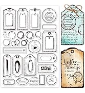 GLOBLELAND Retro Label Clear Stamps for DIY Scrapbooking Vintage Coffe Stains Silicone Stamp Seal...