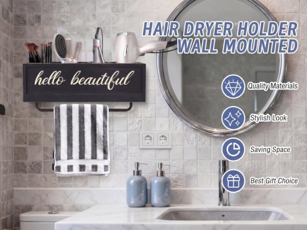 Space Saving Hair Dryer Holder Wall Mounted