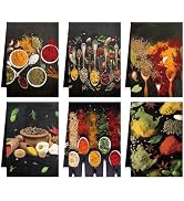 VISSTREE Spices Kitchen Towels Set of 6, Colorful Herbs Spices Dish Towels, Microfiber Kitchen Ha...
