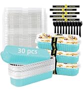 Mini Loaf Pans with Lids and Spoons Sealing Sticker,30 Pcs 6.8oz Cake Pans for Baking Disposable ...