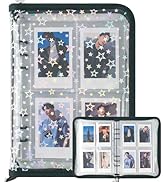 Kpop Photocard Binder Holder with 25 Pack 4-Pocket Inner Pages, A5 6 Ring Cover Album Book with Z...