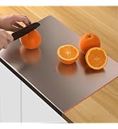 HUAKENER Large Stainless Steel Cutting Boards for Kitchen, Cutting Board with Counter Lip, Cuttin...