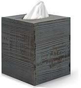 Tissue Box Cover Square, Wood Tissue Box Cover with Slide Bottom, Rustic Farmhouse Wooden Tissue ...