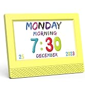 Kids Digital Alarm Clock Colorful, 7" Large LED Time Display Children's Sleep Trainer, Eye-Caring...