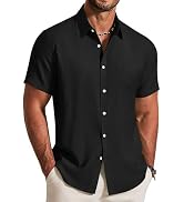 COOFANDY Mens Button Down Shirt Short Sleeve Casual Shirts Summer Beach Textured Shirts with Pocket