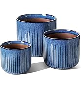 LE TAUCI Fluted Ceramic Plant Pots, 8.3/7/6 Inch Indoor Planters with Drainage Holes & Mesh, Mode...