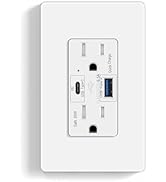 65W USB C Outlet PD 3.0,GreenCycle GaN Type C Outlet Fast Charging,15 Amp 6.5A USB-C Charger, Tam...