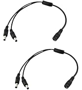 UpperFu 2pcs CCTV DC Power Splitter Cable 5.5mm x 2.5mm Female Jack to 2 Male Splitter Connector ...