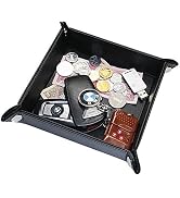 KINGFOM Leather Valet Tray, Desk Bedside Holder Tray for Key Phone Coin Change Watches and Candy,...