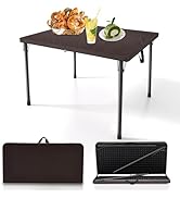 Kasunpul 34" Folding Table, Portable Square Folding Card Table with Collapsible Legs & Carrying H...