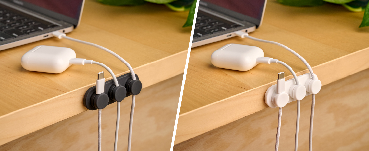 Laptop cords easily organized and kept untangled with the MagnaDock
