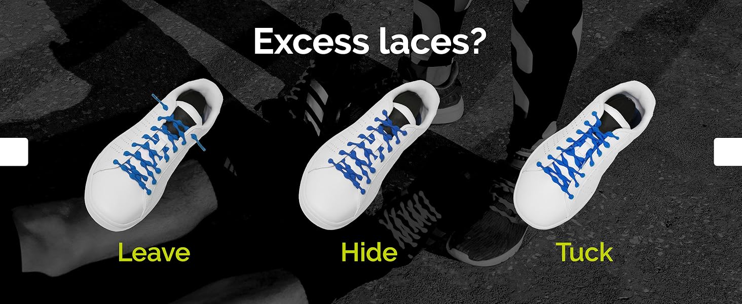Leave, hide, or tuck the excess shoe laces for sneakers to customize your style.
