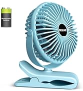 BESKAR Portable Clip on Fan Rechargeable, 4 Speeds Small Battery Operated Fan, USB Desk Fan with ...