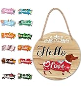 Interchangeable Welcome Door Sign, Holiday Decor For Front Door With 13 Changeable Seasonal Icons...