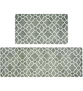 FRESHMINT Kitchen Mat Set of 2, Anti-Fatigue Cushioned Kitchen Mats for Floor, Waterproof Non Sli...