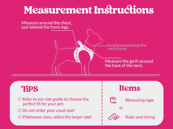mesure instruction for step in dog harness