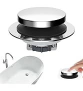 Hibbent 3 in 1 Metal Bathtub Drain Stopper, Universal Pop Up Tub Stopper, Bathtub Drain Hair Catc...
