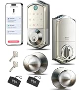 Veise VE017-K Fingerprint Smart Lock with 2 Knobs, App Control, Keyless Entry Front Door Lock wit...