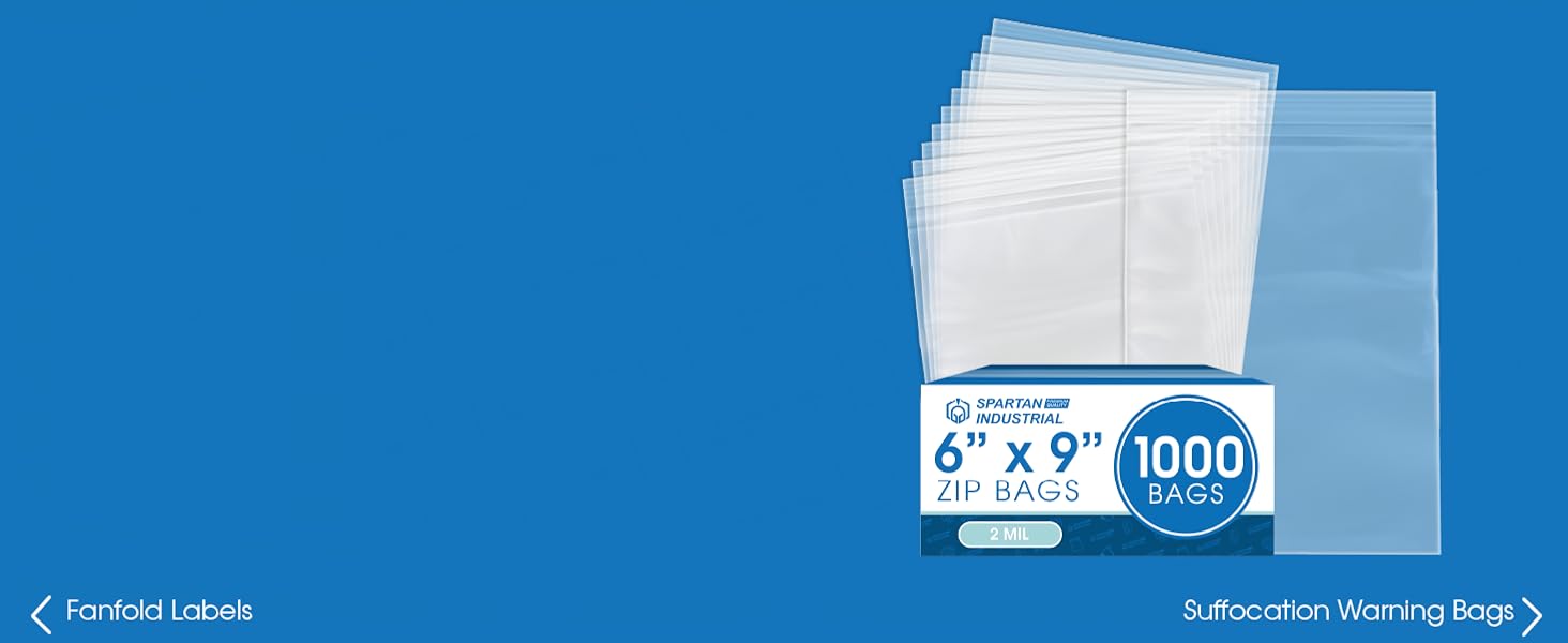 A pack of 2mil zip bags with bags fanned out behind it on a blue background.