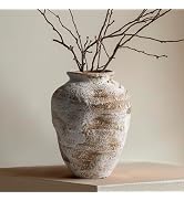 DIF DECO Ceramic Farmhouse Vase Rustic Decor,Pottery Decorative Flower Vases for Home Decor,Boho ...