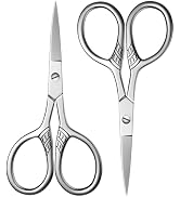 2Pcs Professional Grooming Scissors, Small Scissors for Hair, Nose, Eyebrow Trimming, Facial, Mus...