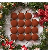 Brightown 15 Pcs Brown Velvet Christmas Balls, 3.15 Inch Velvet Ornaments for Christmas Tree, Chr...