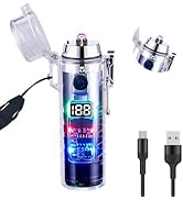 SKRFIRE Rechargeable USB Arc Lighter Waterproof Windproof with Flashlight Flameless Lighters Wind...