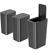 N. NETDOT 3 Pack 10L/2.6 Gal Bathroom Trash Can with Lid, Small Kitchen Trash Can with Press Lid,...