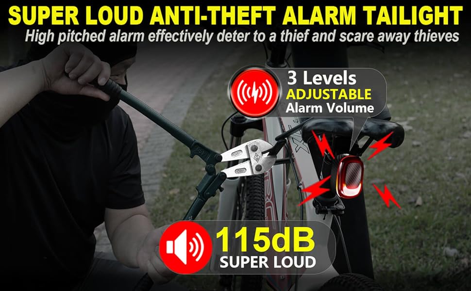 Alarm anti theft loud remote horn wireless security system bike bicycle tail rear back light led