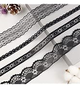 ZNZAKKA Black Lace Trim 20 Yards Sewing Lace Ribbon for Crafts Bridal Wedding Decorations, Bouque...