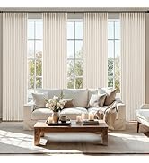 MIULEE Pinch Pleated Thick Linen Curtains 90 Inches 4 Panels Set Ivory Cream Back Tab Memory Trai...