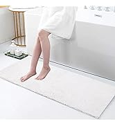 Bathroom Rugs Non Slip Chenille Long White Bathroom Runner with Rubber Backing, Fluffy Soft, Ultr...