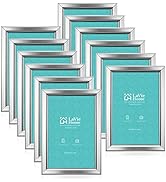 LaVie Home 4x6 Picture Frames (12 Pack, Silver) Simple Designed Photo Frame with High Definition ...