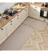 AMOAMI Kitchen Rugs Sets of 2-Absorbent Kitchen Runner Rugs Non Skid Washable-Easy to Clean and M...
