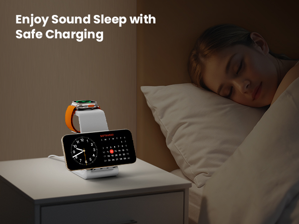 GEEKERA 3 in 1 Wireless Charging Station for Apple Fast Wireless Charger Stand Dock for iPhone