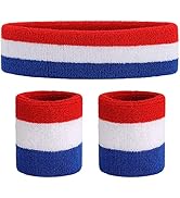 ONUPGO Sweatband Set Sports Headband Wristband Set Sweatbands Terry Cloth Wristband Wrist Sweatba...