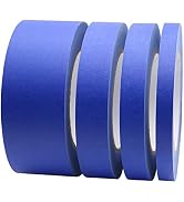 4 Pack Blue Painters Tape, 1/2" 3/4" 1” 2” x 60yds, Multi Size Painting Masking Tape, Clean Relea...