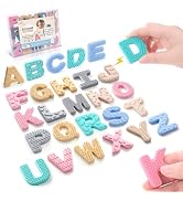 Sensory Silicone Alphabet Magnetic Letters: 26 Uppercase ABC Fridge Magnets for Toddlers & Kids 3...