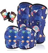 Kids/Youth Knee and Elbow Pads with Bike Gloves,Upgraded 6 in 1 Full Soft Elbow Pads Guards Prote...