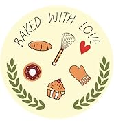 YEWROXY 160 Pcs Baked with Love Stickers & Baking Labels – 2 Inch Round Homemade Packaging Seals ...