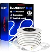 Shine Decor LED Neon Rope Lights 65.6FT/20M Blue Color, ETL-Listed Flexible Neon LED Strip Light ...
