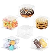 VGOODALL 100PCS 2x2x1.4 Inches Clear Favor Boxes,Transparent Cube Boxes PET Boxes for Wedding, Pa...