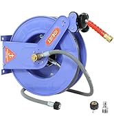 JOEJET Retractable Pressure Washer Hose Reel with Hose 50FT x 3/8”, 4000 PSI Wall Mounted Power W...