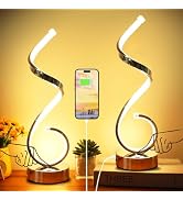 BESKETIE Modern Spiral LED Table Lamp Set of 2, 10W Touch Control Table Lamp with USB Charging Po...