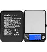Vitafit 500g Digital Pocket Scale High Accuracy 0.01g, Gram Scale Blue LCD | Professional Factory...
