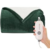 Minervada Heated Electric Blanket Queen Size 84''x90'', Dual Controller Soft Flannel with 5 Heat ...