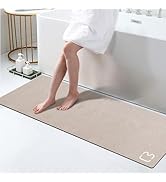 RUERYA Taupe Diatomaceous Earth Bath Mat 15.7" x 47.2" Extra Long Bathtub Mat Super Absorbent Non...